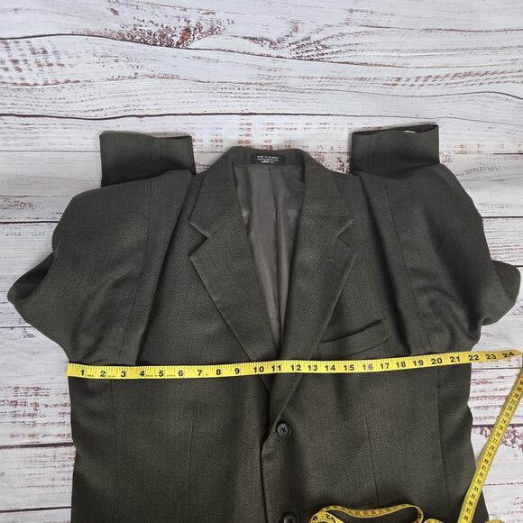 Oscar de la Renta Wool Tweed Blazer Mens 42R Brown Olive Hue Sport Coat Business - Picture 12 of 16